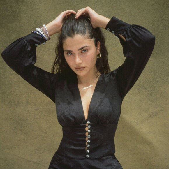 Realisation Par Tops - Realisation Par Kaia Top Black Floral Jacquard